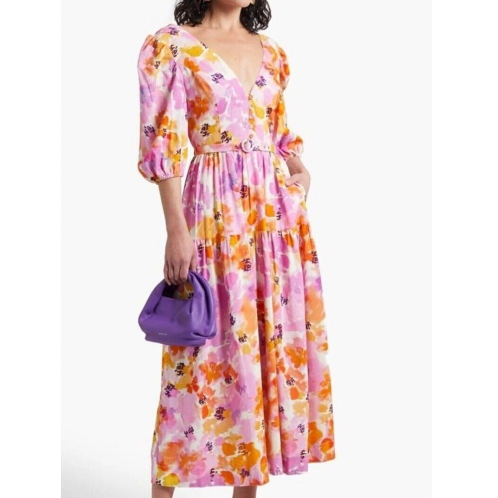 NICHOLAS Floral Maxi Dress - Pink and Orange
